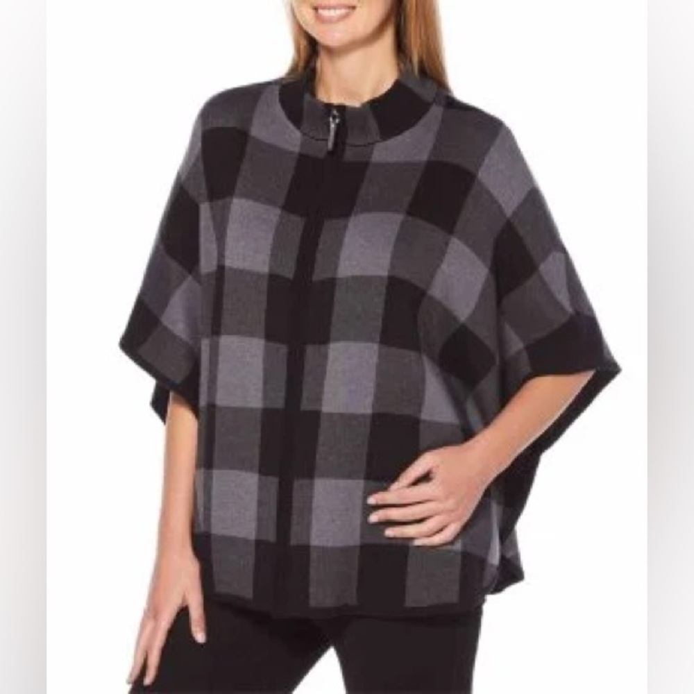 Rafaella Mock Neck Sweater Poncho, Size LP/PG